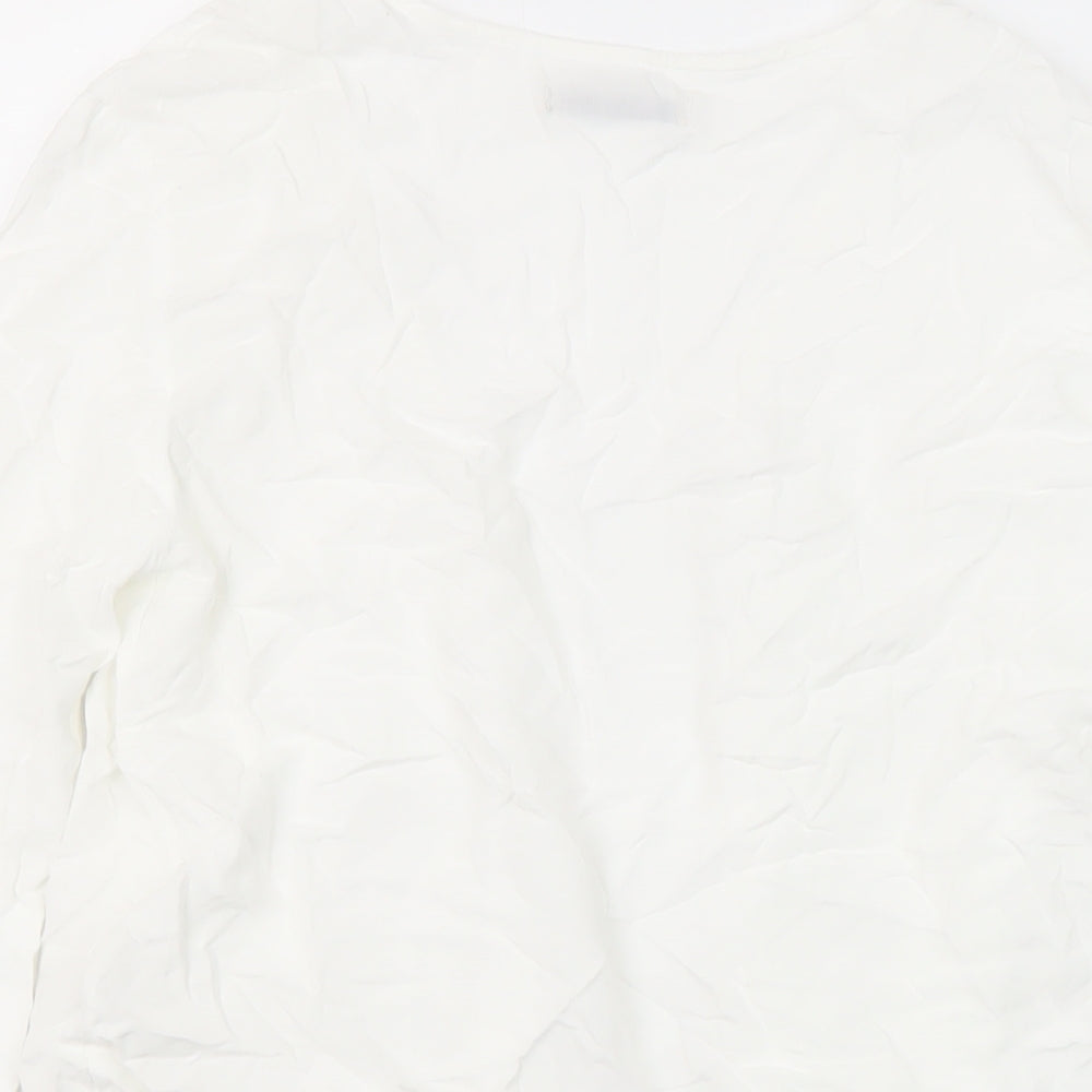 Pull&Bear Womens White Viscose Tunic Blouse Size M Collared