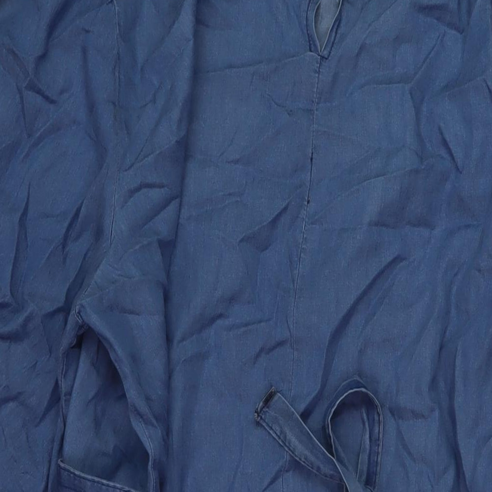 Donatella Womens Blue Lyocell A-Line Size 18 Round Neck Pullover