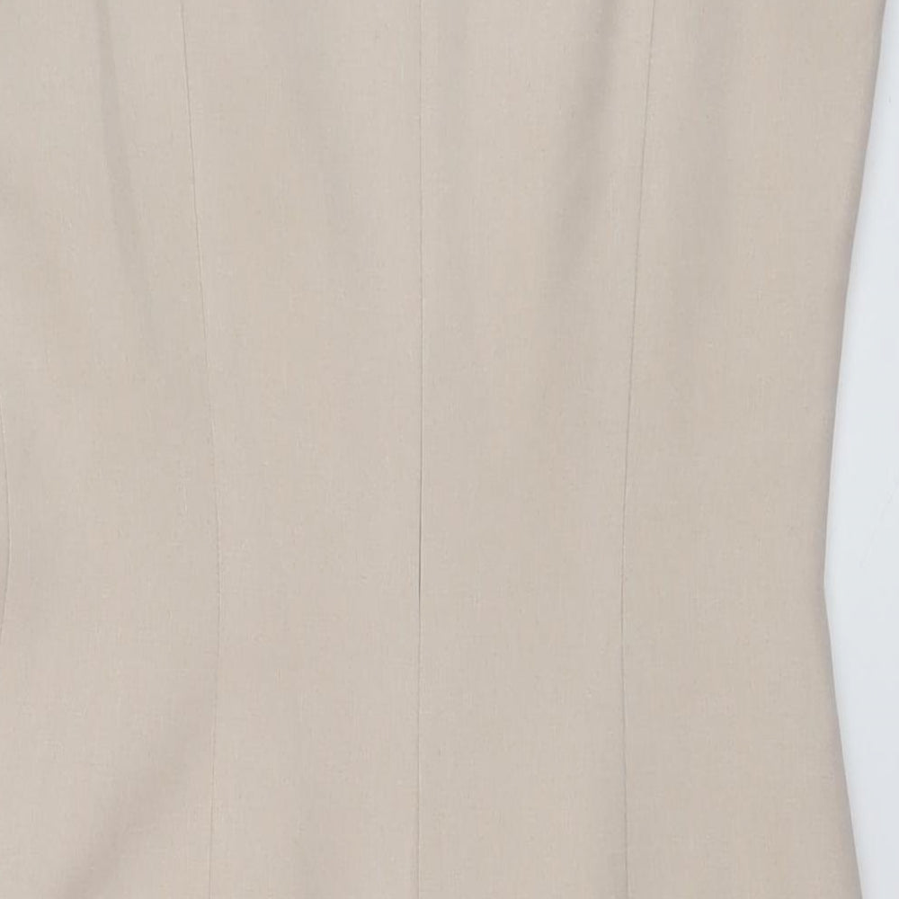 NL Collection Womens Beige Polyester Sheath Size 12 Round Neck Zip