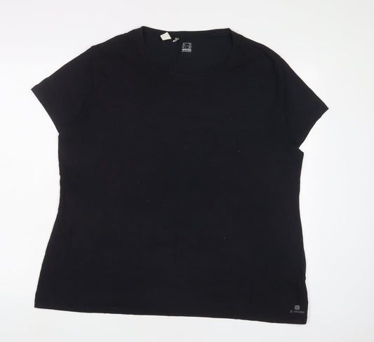 Womens UK Size 2XL DECATHLON Black Polyester T-Shirt