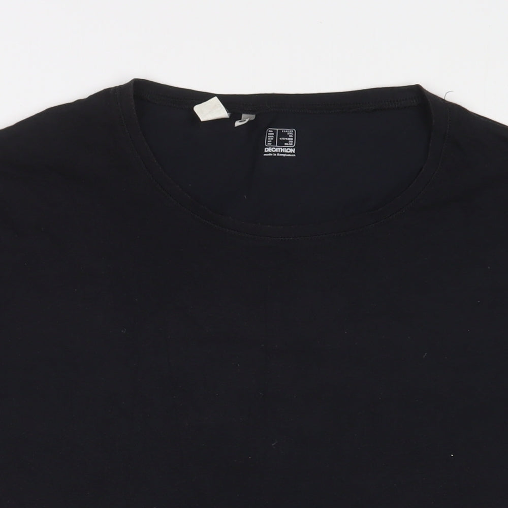 DECATHLON Womens Black Polyester Basic T-Shirt Size 2XL V-Neck
