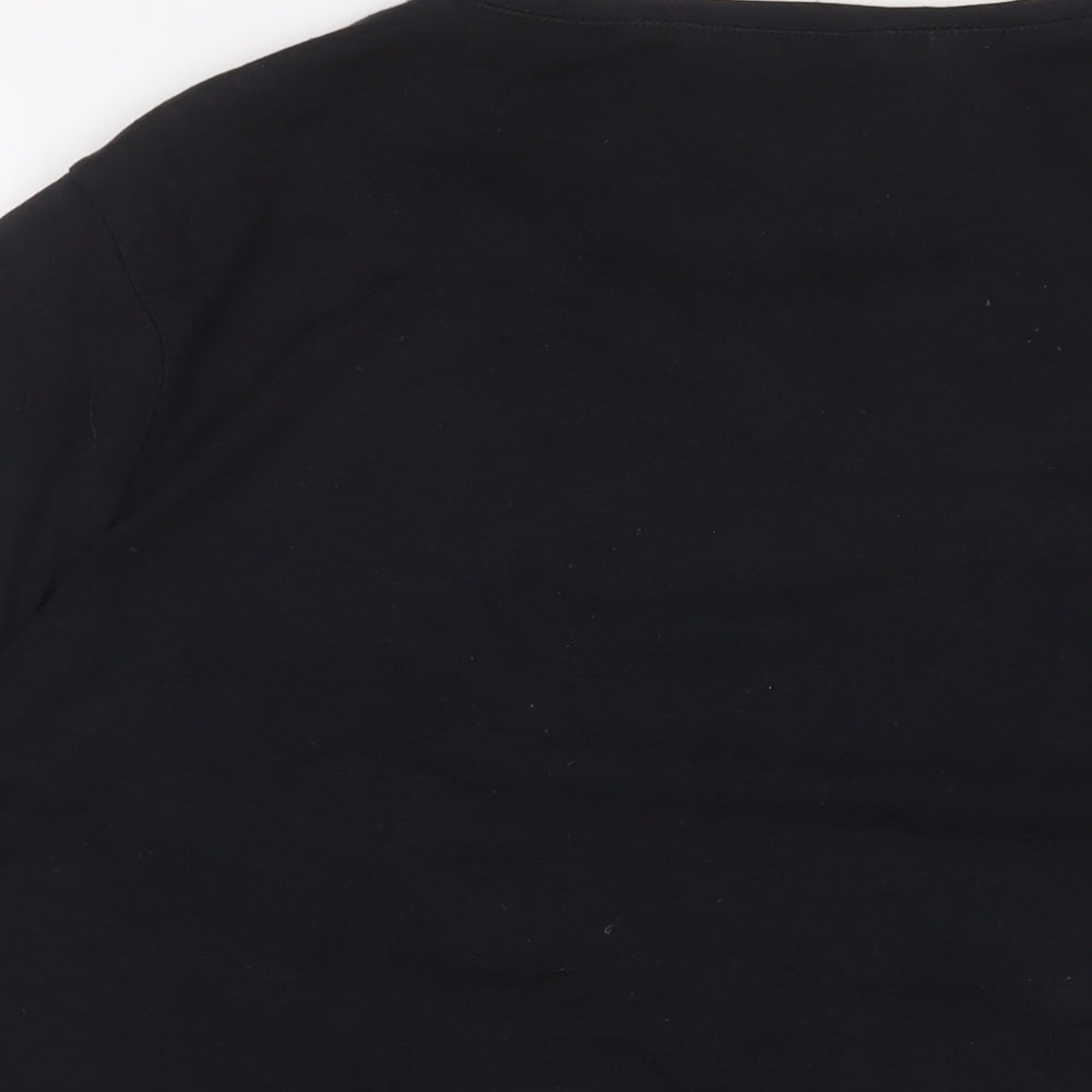 DECATHLON Womens Black Polyester Basic T-Shirt Size 2XL V-Neck