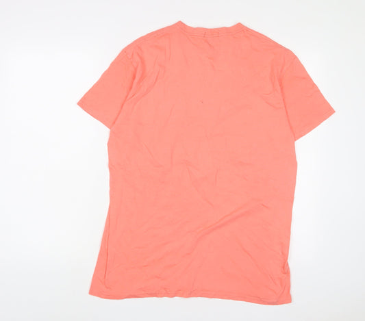 Boohoo Mens Pink Polyester T-Shirt Size S Crew Neck
