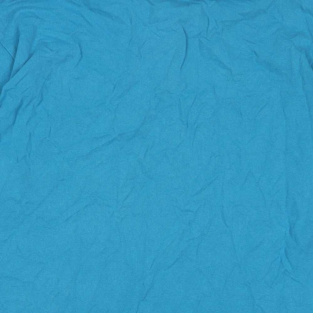 Brand and care label for Originals men’s blue cotton polo, size L, collared button