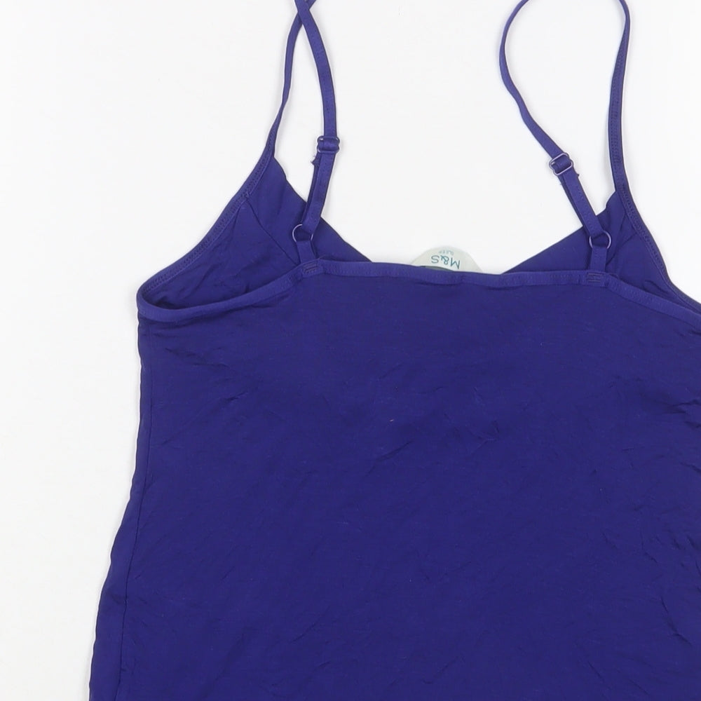 Marks and Spencer Womens Blue Solid Viscose Cami Pyjama Top Size 8