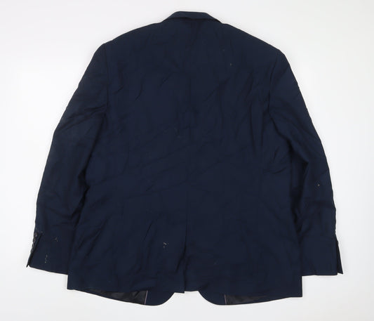 Tailor & Cutter Mens Blue Polyester Jacket Suit Jacket Size 46 Regular