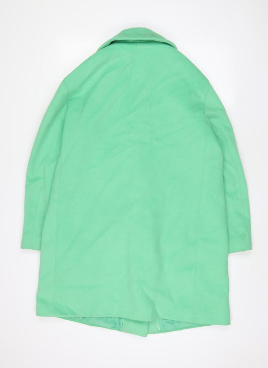 Marks and Spencer Womens Green Overcoat Coat Size 14 Button