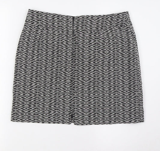 Jobis Womens Black Cotton A-Line Skirt Size 12 Zip