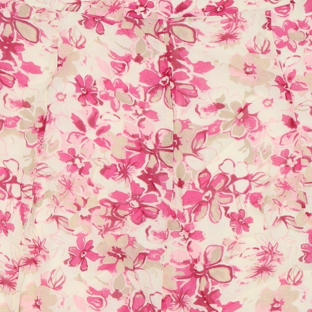 EWM Womens Pink Floral Polyester A-Line Skirt Size 12 Zip