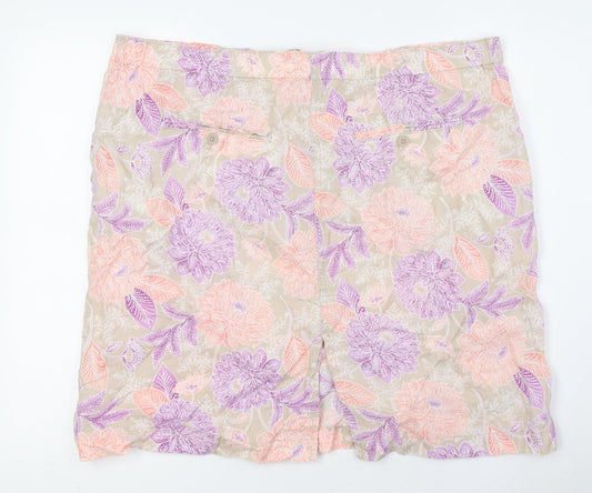 Marks and Spencer Womens Multicoloured Linen A-Line Skirt Size 20 Zip