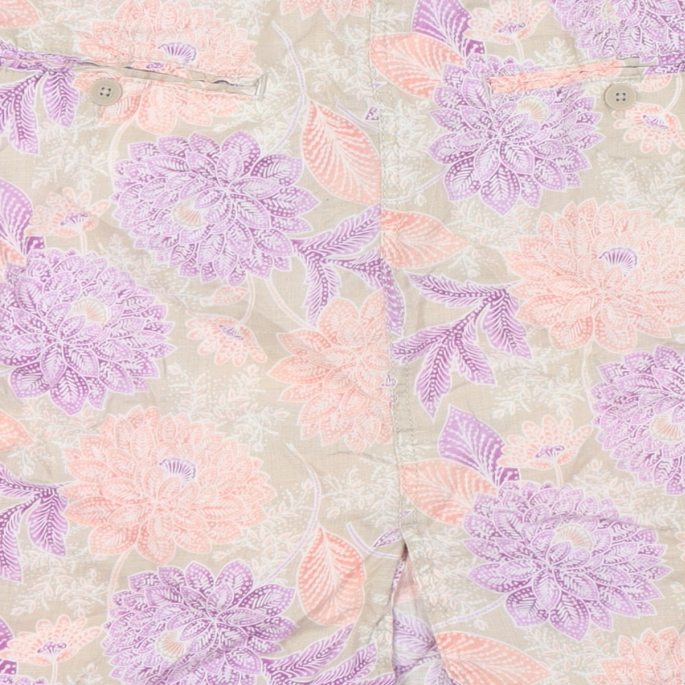 Marks and Spencer Womens Multicoloured Linen A-Line Skirt Size 20 Zip