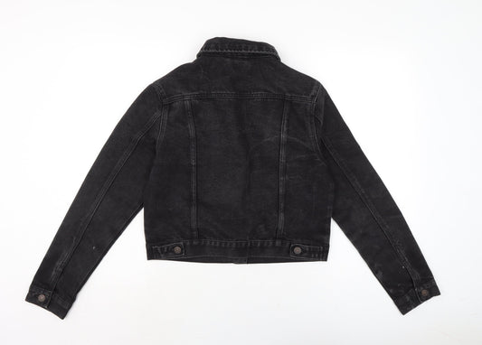 New Look Womens Grey Biker Jacket Size M Button