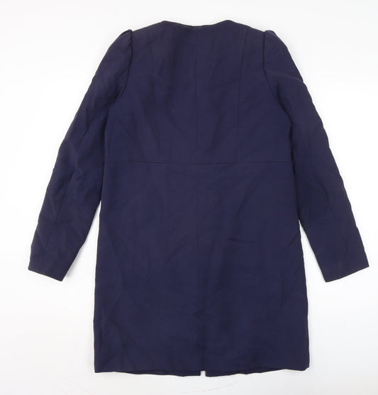 H&M Womens Blue Overcoat Coat Size 8 Zip