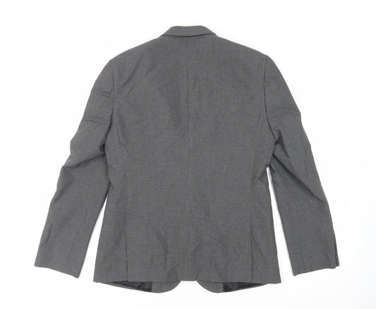 ASOS Mens Grey Plaid Polyester Jacket Suit Jacket Size 40 Regular