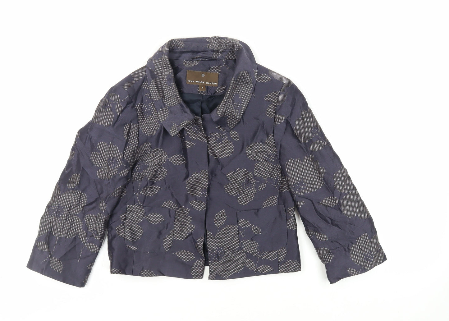 Fenn Wright Manson Womens Blue Floral Jacket Size 8 - Open
