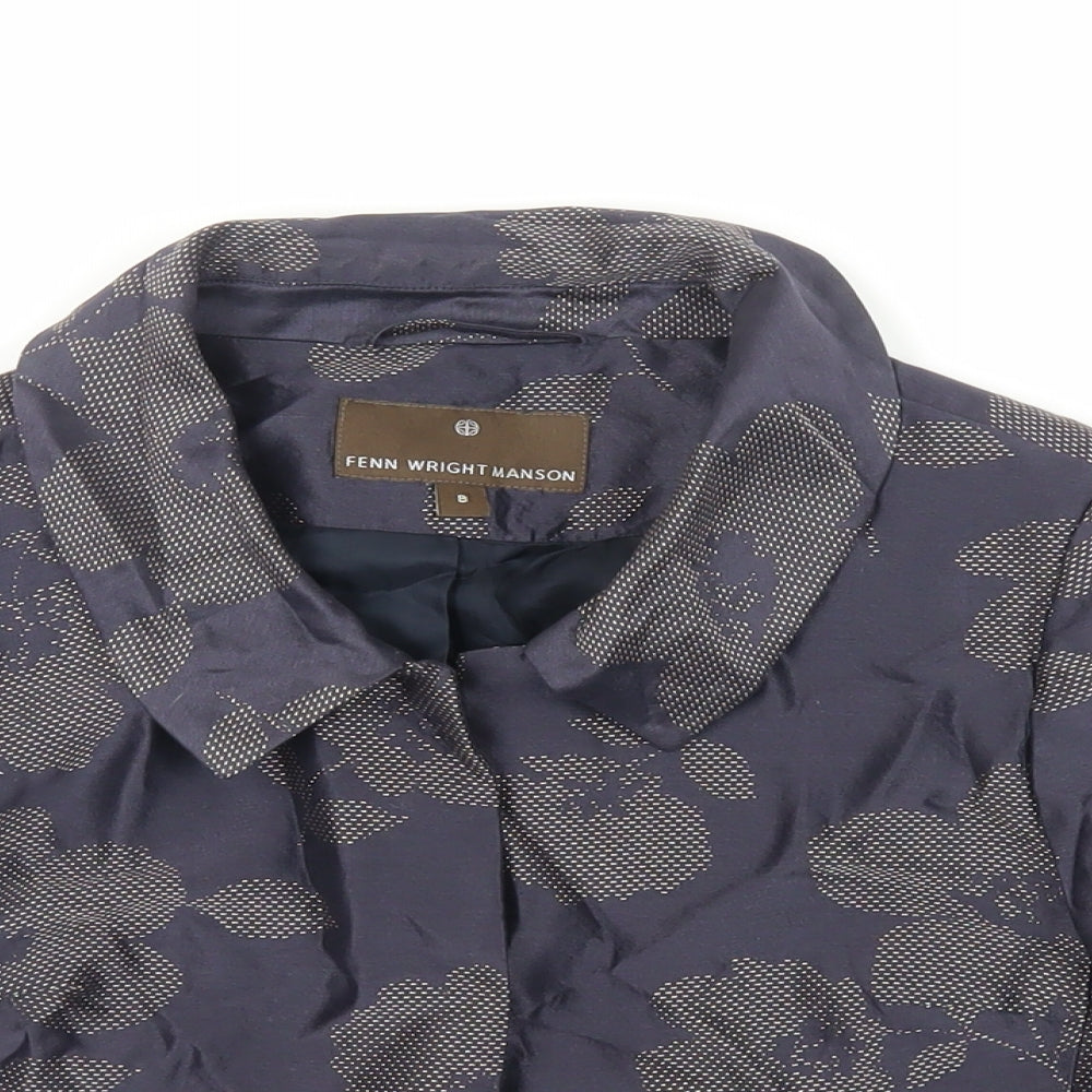 Fenn Wright Manson Womens Blue Floral Jacket Size 8 - Open