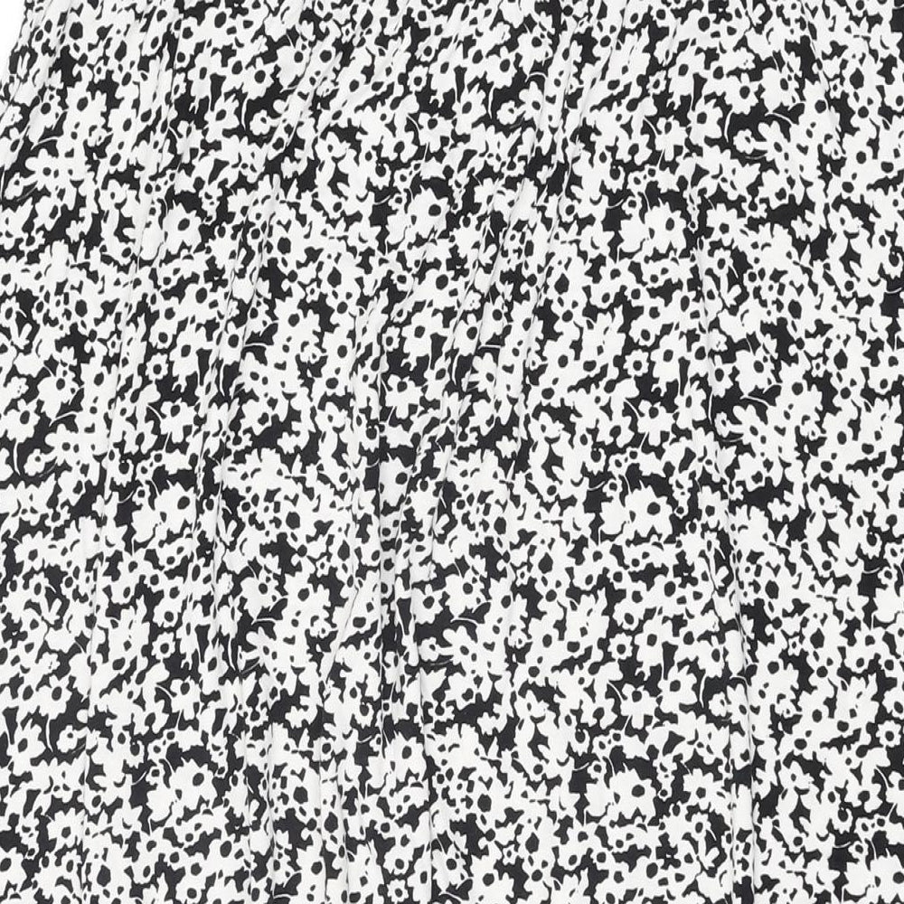 Marks and Spencer Womens White Floral Viscose Swing Skirt Size 14