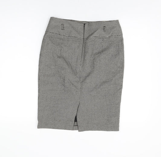 Marks and Spencer Womens Black Geometric Polyester Straight & Pencil Skirt Size 10 Zip