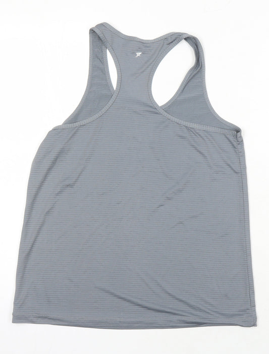WorkOut Womens Grey Polyamide Blend Basic T-Shirt Size M Round Neck