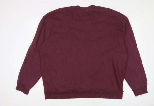 Hollister Mens Purple Cotton Pullover Sweatshirt Size 2XL - Embroidered