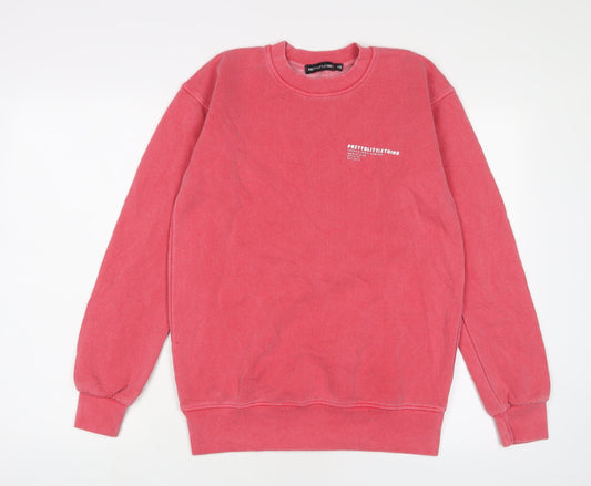 PRETTYLITTLETHING Womens Pink Cotton Pullover Sweatshirt Size XS Pullover - Logo