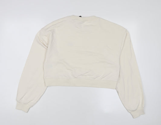 h&mq Womens Ivory Cotton Pullover Sweatshirt Size S Pullover