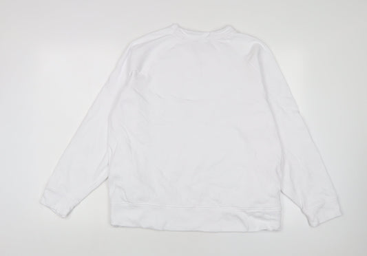 GOODMOVE Womens White Cotton Pullover Sweatshirt Size 18 Pullover