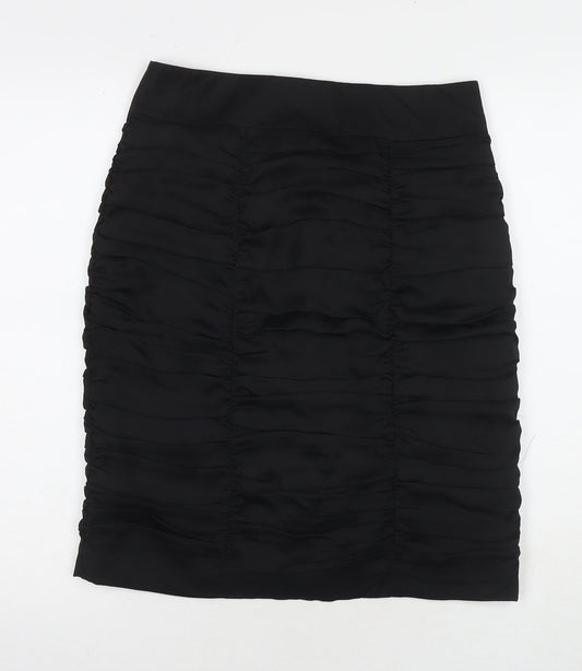 H&M Womens Black Polyester Straight & Pencil Skirt Size 10 Zip