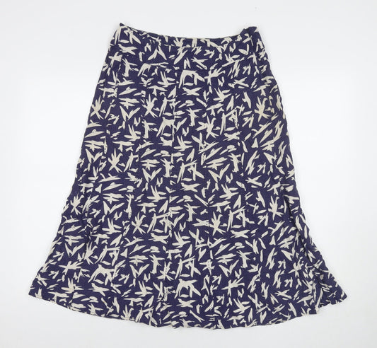EWM Womens Blue Floral Cotton A-Line Skirt Size 10 Zip