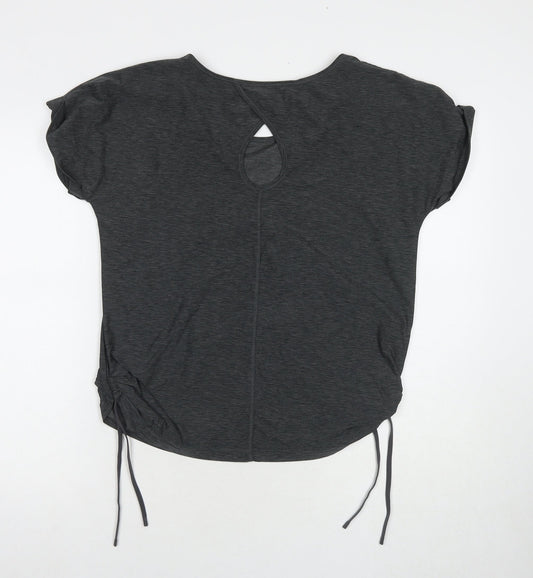 Tuff Womens Grey Polyester Basic T-Shirt Size M Round Neck Pullover