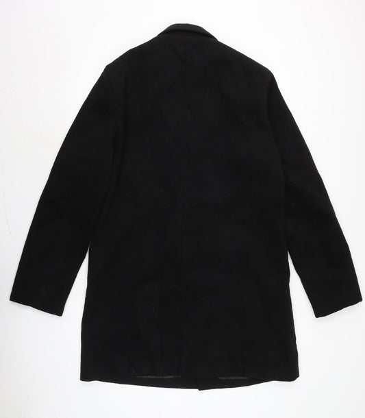 Benibos Mens Black Overcoat Coat Size XL Button