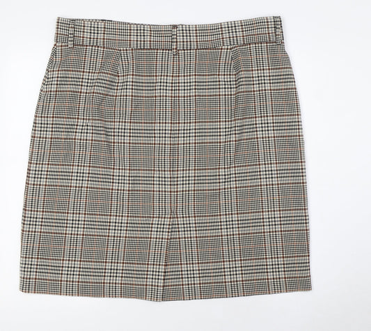 Marks and Spencer Womens Multicoloured Check Polyester Straight & Pencil Skirt Size 20 Zip