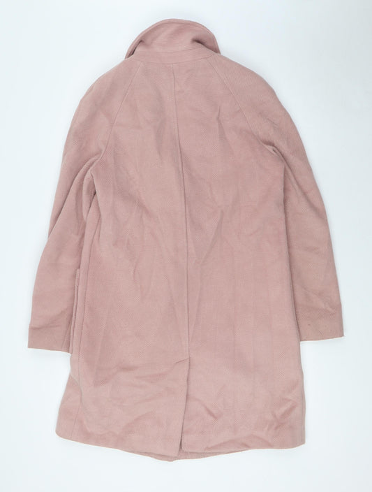 Marks and Spencer Womens Pink Overcoat Coat Size 8 Button - Dusk