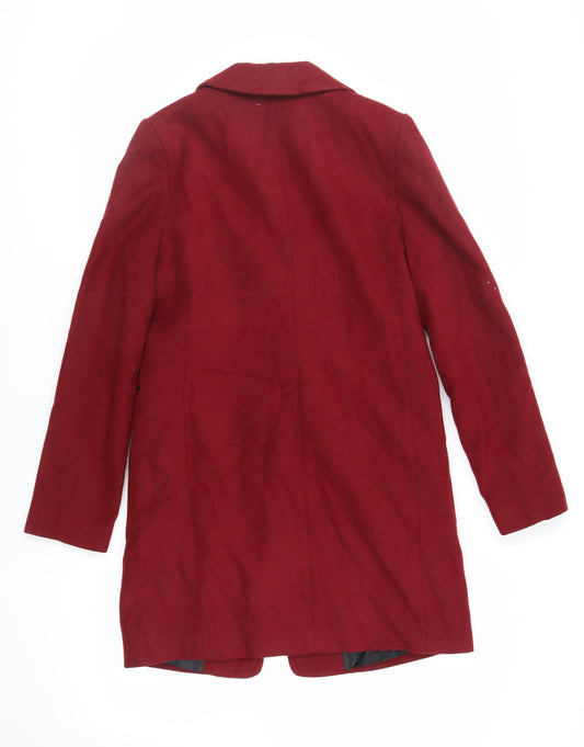 ASOS Womens Red Overcoat Coat Size 6 Button