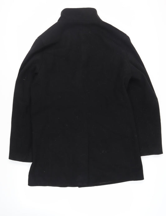 Marks and Spencer Mens Black Overcoat Coat Size L Button