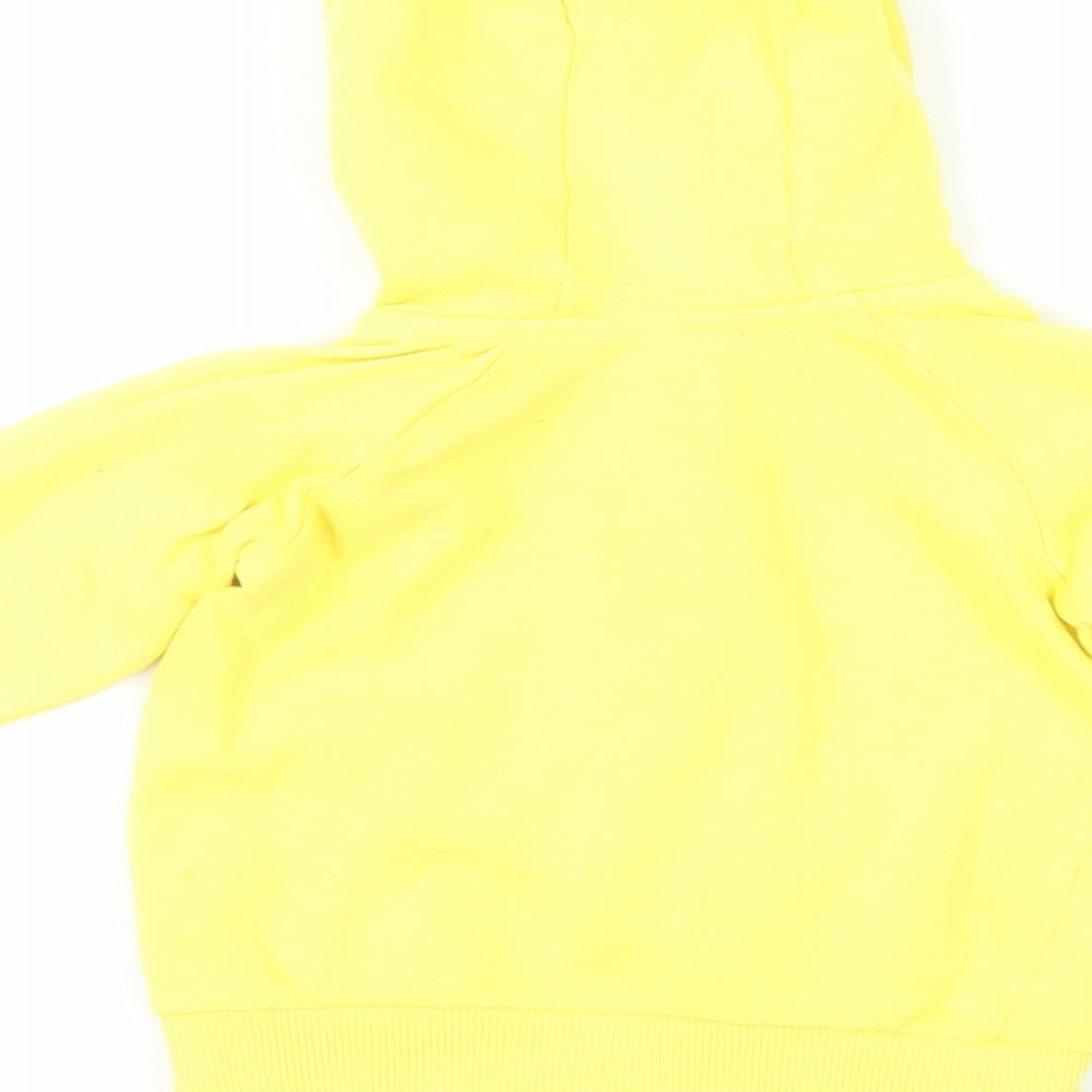 Brand and care label for Next Baby Yellow Cotton Full Zip Jumper, size 9-12, Months Zip - Hooded