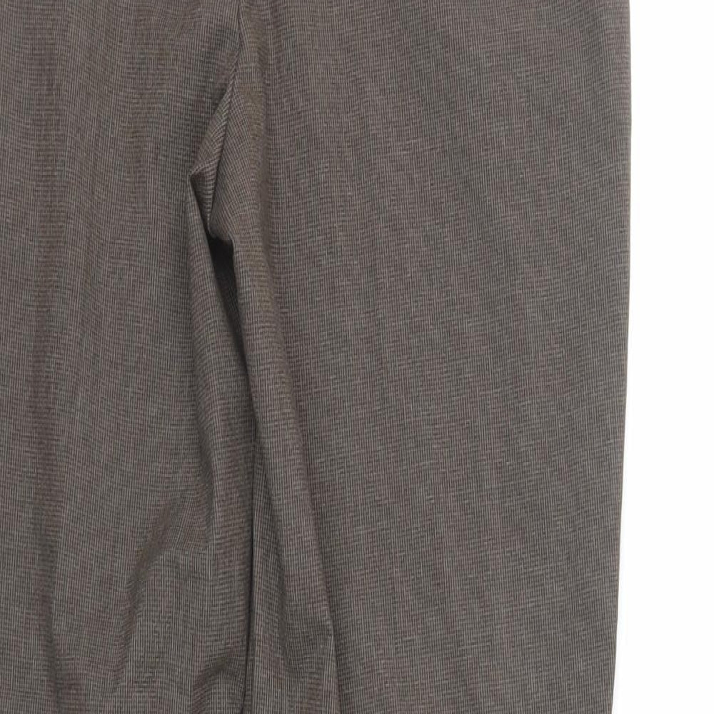 Marks and Spencer Womens Brown Polyester Trousers Size 8 L30 in Regular Zip