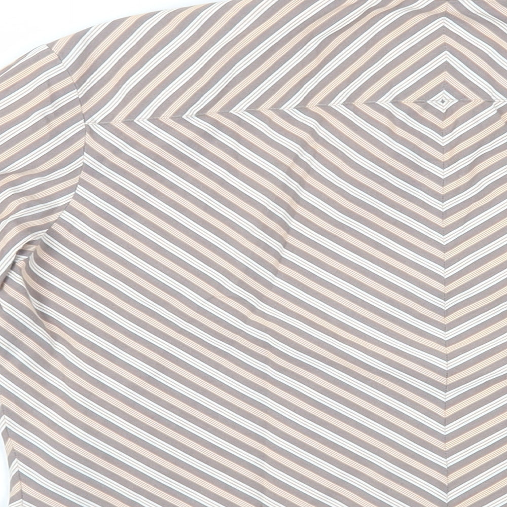 GANT Womens Brown Striped Cotton Basic Button-Up Size 14 Collared