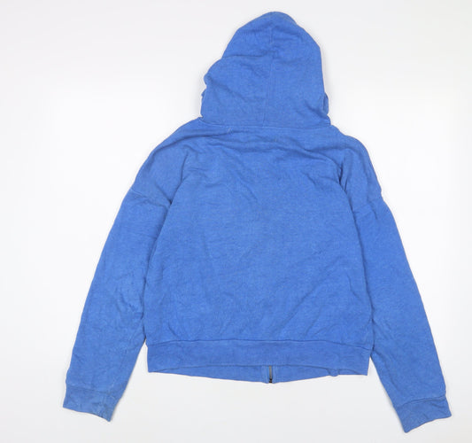 Hollister Womens Blue Cotton Full Zip Hoodie Size M Zip - Embroidered, Logo