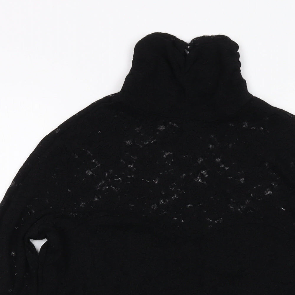 Pattyboutik Womens Black Polyester Basic Blouse Size L Mock Neck