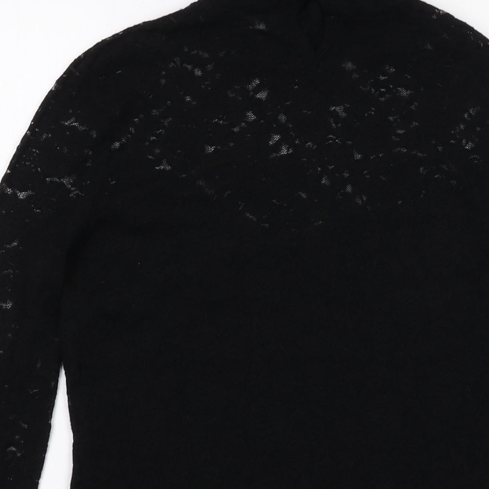 Pattyboutik Womens Black Polyester Basic Blouse Size L Mock Neck