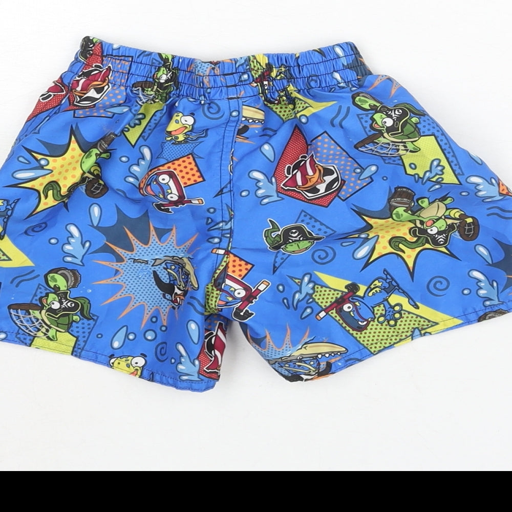 Brand and care label for Speedo boys’ blue geometric polyester sweatpants, months pullover - cartoon print logo swim shorts