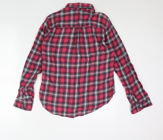 Hollister Womens Pink Check Cotton Basic Button-Up Size S Collared