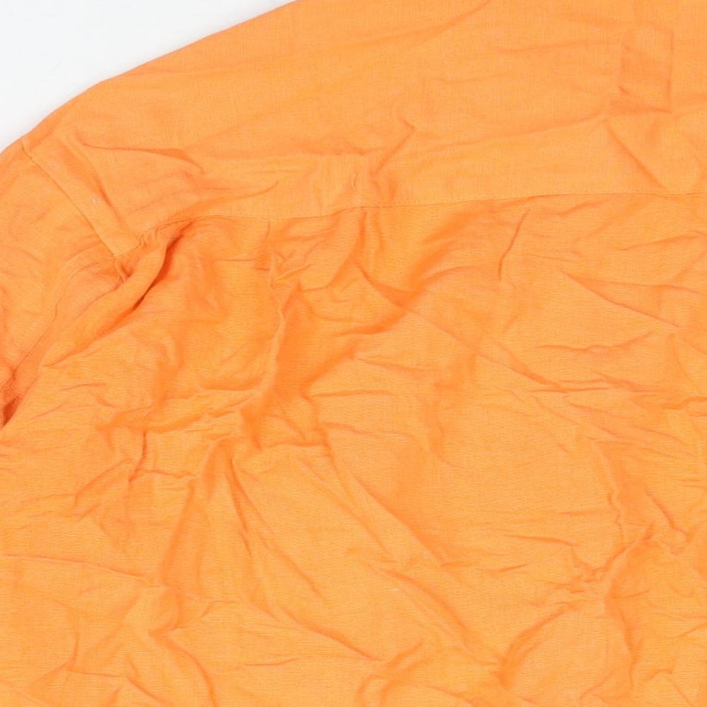 Stradivarius Womens Orange Viscose Basic Button-Up Size M Collared