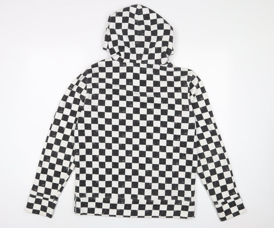 Hollister Mens White Check Cotton Pullover Hoodie Size S