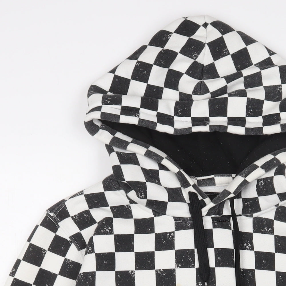 Hollister Mens White Check Cotton Pullover Hoodie Size S