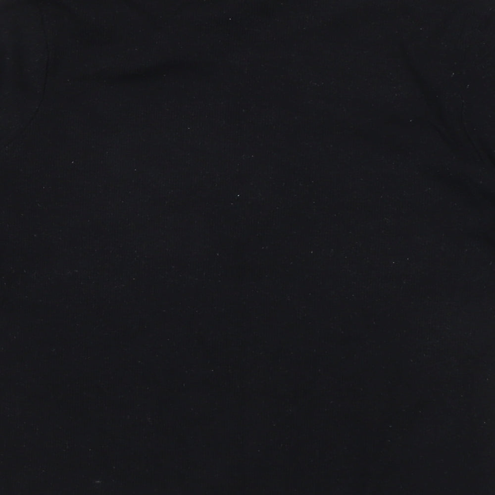Brand and care label for Marks & Spencer Spence girls’ black cotton jersey t-shirt, size 11-12, years crew neck