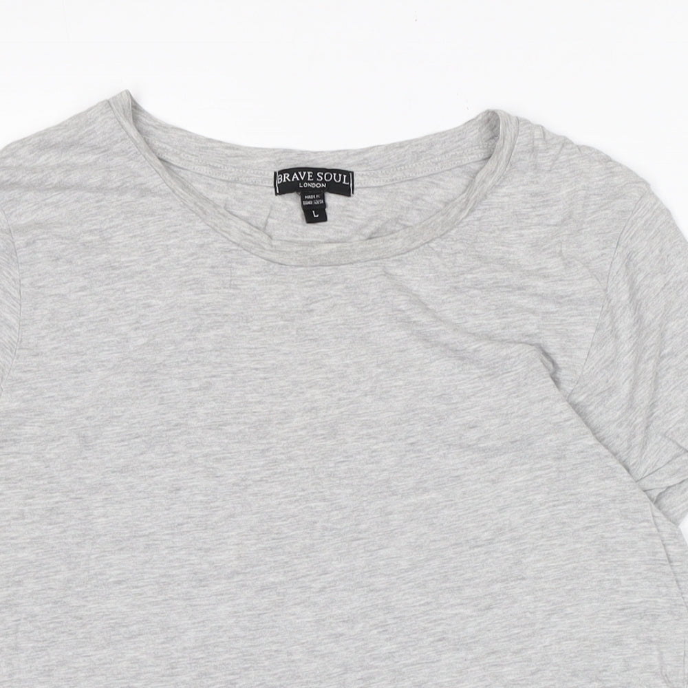 Brave Soul Womens Grey Cotton Basic Polo Size L Boat Neck