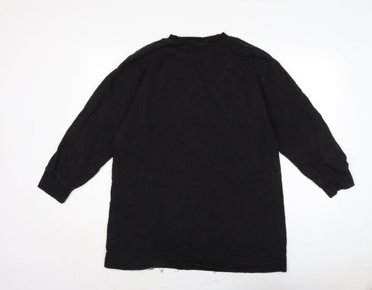 Zara Womens Black Cotton Pullover Sweatshirt Size L