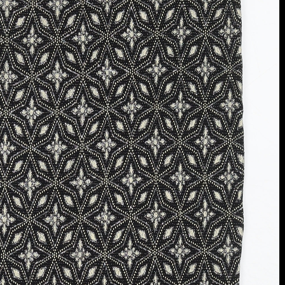 River Island Womens Black Geometric Polyester A-Line Skirt Size 16